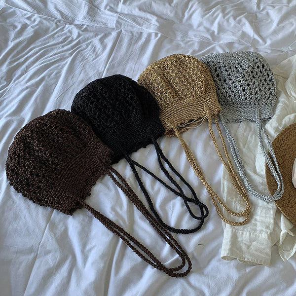 Stylish Solid Color Hollow Handmade Underarm Bag MK2BW6W10BBG359