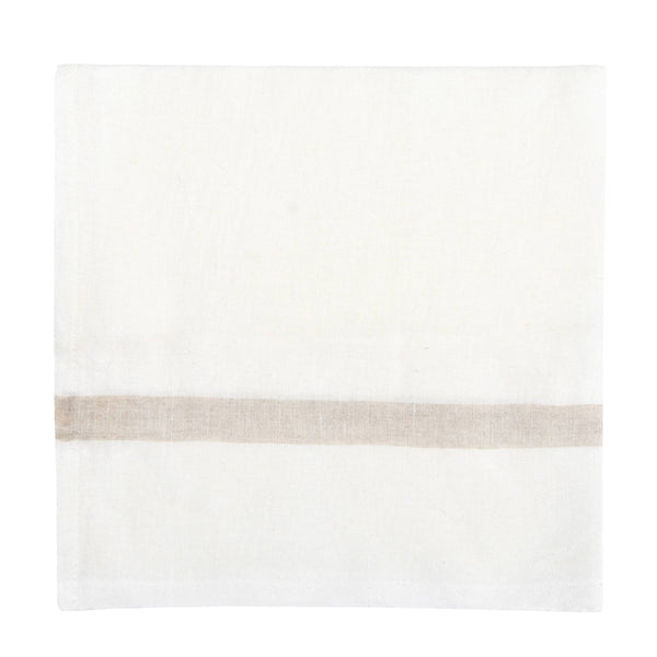 Laundered Linen White/Natural Napkins 20x20 - Set of 4