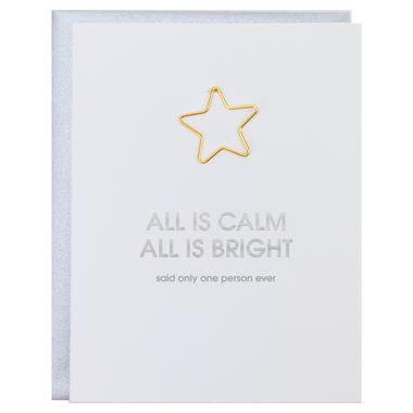 All is Calm Christmas Greeting Card with Star Paper Clip - Bodega Nantucket