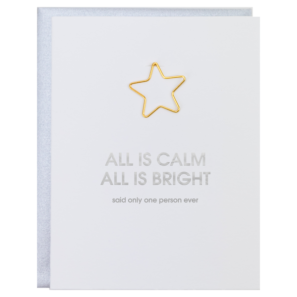 All is Calm Christmas Greeting Card with Star Paper Clip - Bodega Nantucket