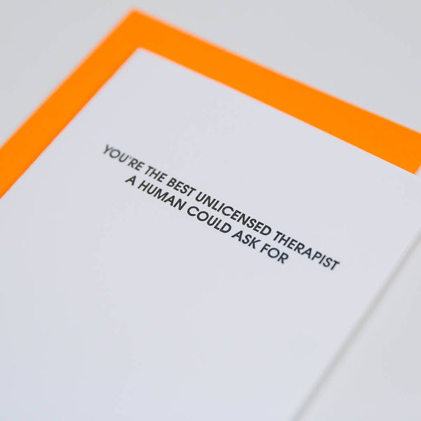 Unlicensed Therapist Letterpress Greeting Card - Bodega Nantucket