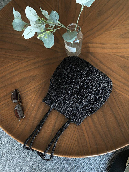 Stylish Solid Color Hollow Handmade Underarm Bag MK2BW6W10BBG359