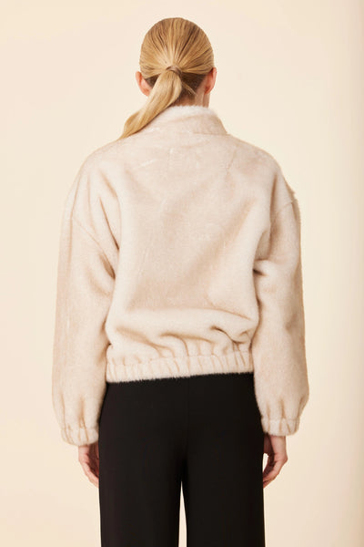 Faux Mink Bomber Beige - Bodega Nantucket
