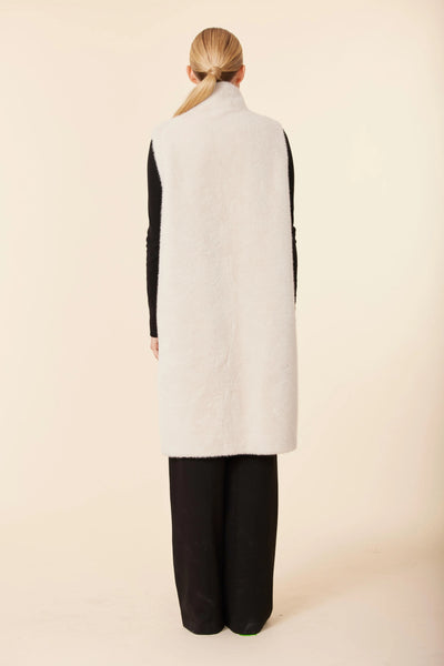 Creme Faux Fur Long Vest - Bodega Nantucket