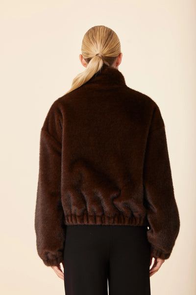 Faux Mink Bomber Chocolate - Bodega Nantucket