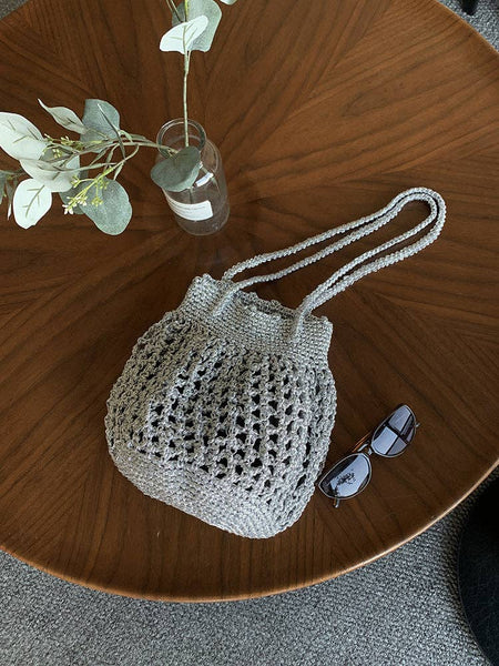 Stylish Solid Color Hollow Handmade Underarm Bag MK2BW6W10BBG359
