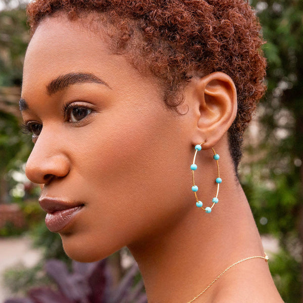 Thin hoop with gemstones - Bodega Nantucket