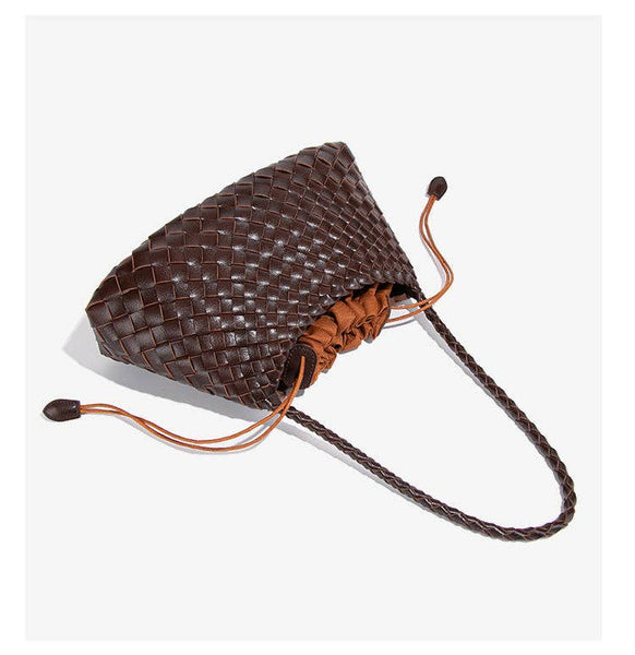Vintage Woven Solid Color Underarm Bag Handbag