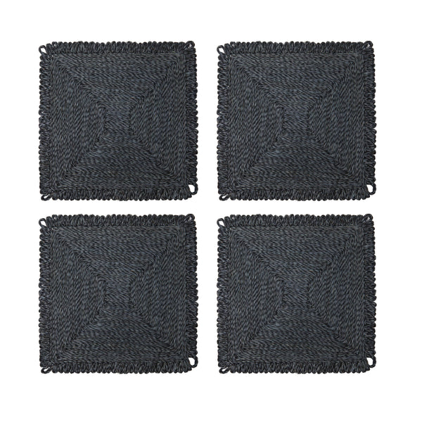 Loopy Abaca Navy 14" Square - Set of 4