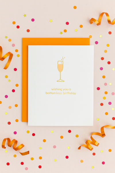Wishing You a Bottomless Birthday - Champagne Paperclip Card - Bodega Nantucket