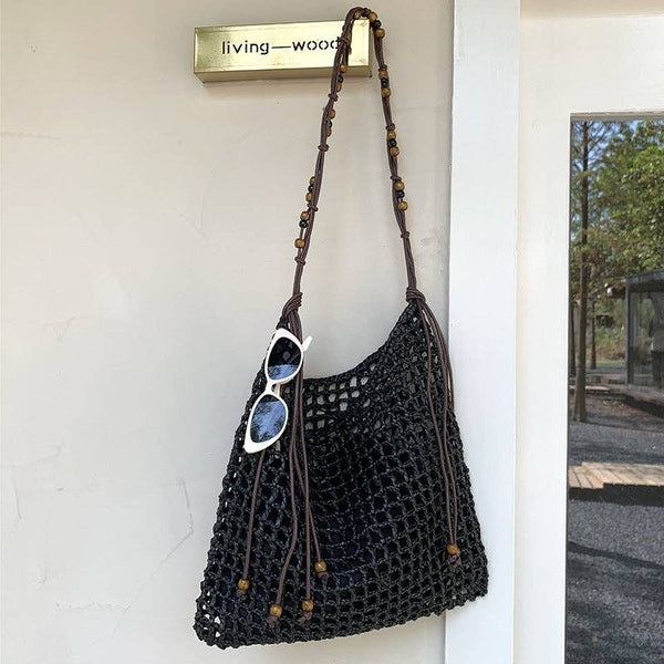 Vintage Beaded Large Capacity Hollow Tote Bag 8CW6BBG04