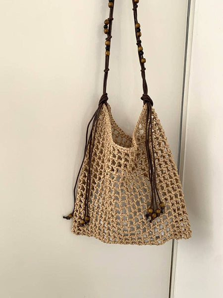 Vintage Beaded Large Capacity Hollow Tote Bag 8CW6BBG04