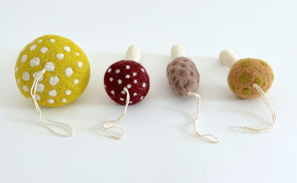 Felted Wool Mushroom Ornament Set - Bodega Nantucket