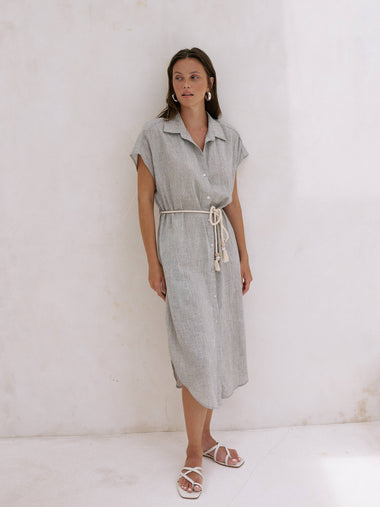 Zaya Shirt Dress - Gray - Bodega Nantucket