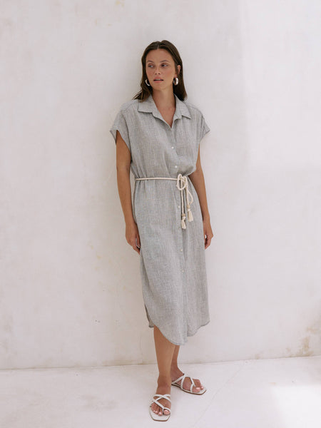 Zaya Shirt Dress - Gray - Bodega Nantucket