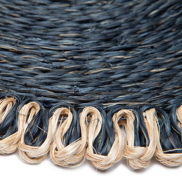 Loopy Abaca Navy & Natural 15" Round - Set of 4 - Bodega Nantucket