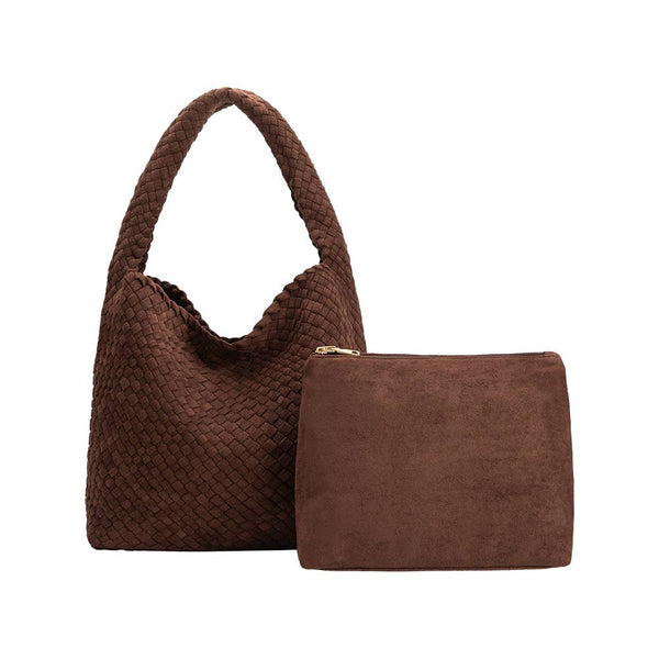 Johanna Tobacco Suede Vegan Shoulder Bag - Bodega Nantucket