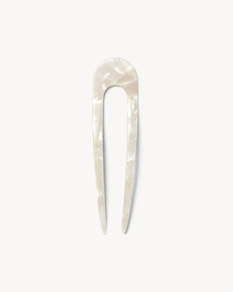 French Hair Pin in White Shell