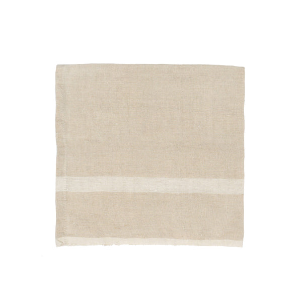 Laundered Linen Natural/White Napkins 20x20 - Set of 4