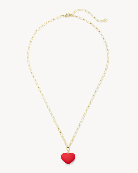 Mini Heart Pendant Necklace in Ruby