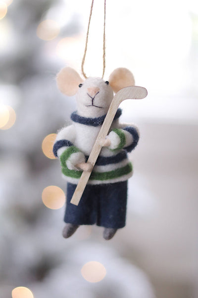 Hockey Hal Mouse Holiday Ornament