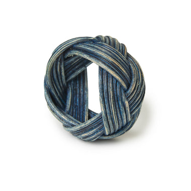 Braided Weave Blue Napkin Rings - Set of 4