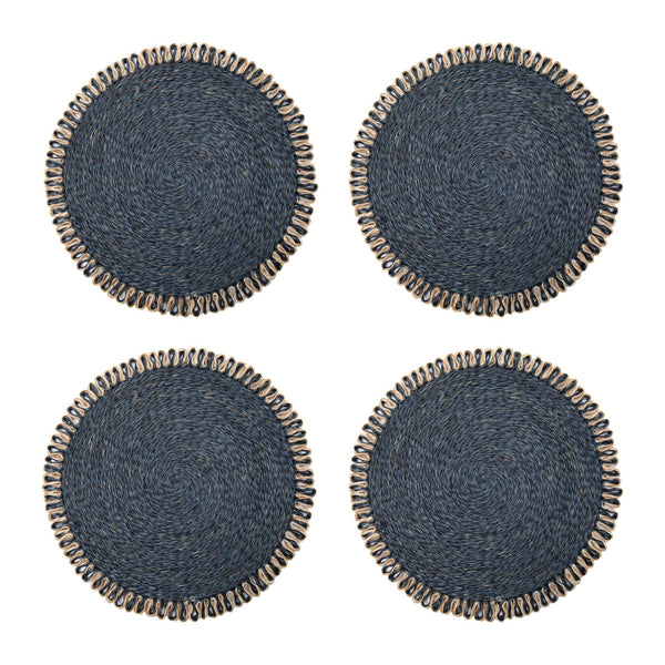 Loopy Abaca Navy & Natural 15" Round - Set of 4 - Bodega Nantucket