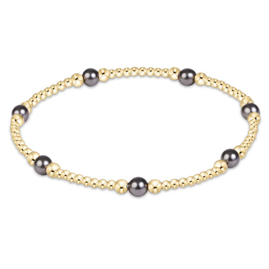 Purpose Pearl Dark Grey 4mm Gold Bracelet