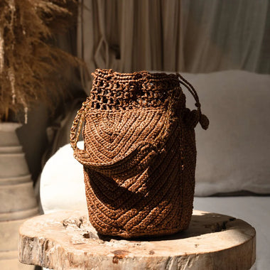 Buckety Raffia Bag Caramel - Bodega Nantucket