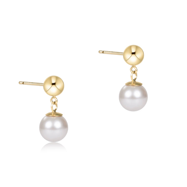 Classic 8mm Ball Drop Stud Pearl - Bodega Nantucket