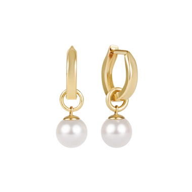 Huggie Gold .5" Hoop Pearl 8mm Charm - Bodega Nantucket