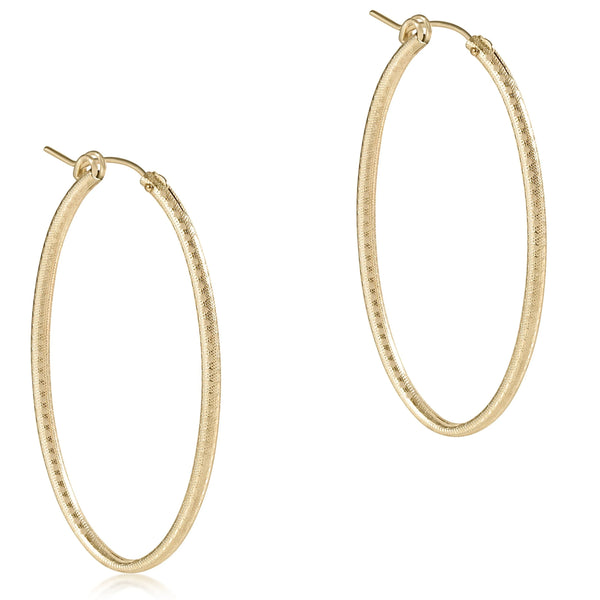 Oval Gold 2in Textured Hoop - Bodega Nantucket