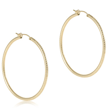Round Gold 2" Hoop Textured - Bodega Nantucket