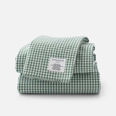 Gingham Percale Sheet Set Juniper - Bodega Nantucket