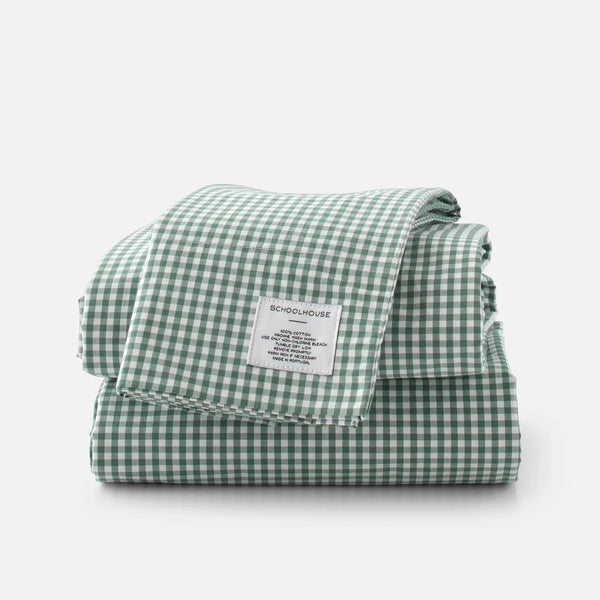 Gingham Percale Sheet Set Juniper - Bodega Nantucket