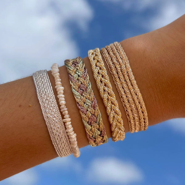 Double U Bracelet Gold Almond Taupe - Bodega Nantucket