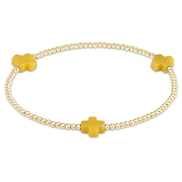 Signature Cross Gold 2mm Bead Bracelet Canary - Bodega Nantucket