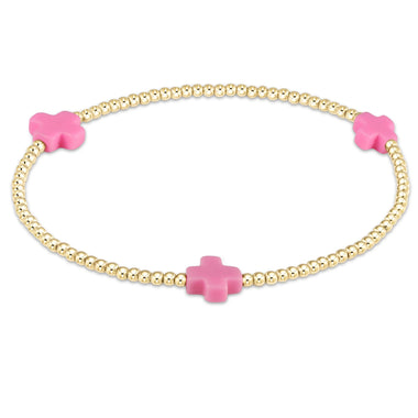 Signature Cross Gold 2mm Bright Pink Bracelet - Bodega Nantucket