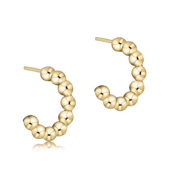 Beaded Classic 1" Post Hoop 4mm Gold - Bodega Nantucket