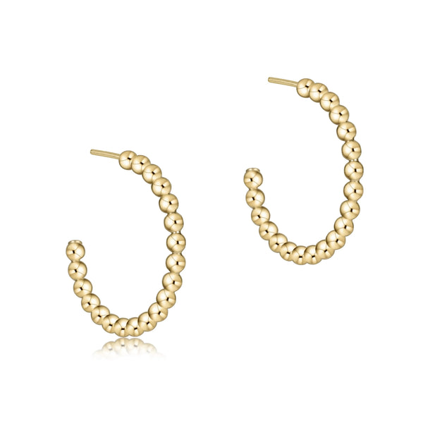 Beaded Classic 1" Post Hoop 2mm Gold - Bodega Nantucket