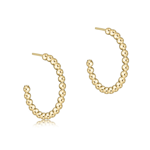 Beaded Classic 1" Post Hoop 2mm Gold - Bodega Nantucket