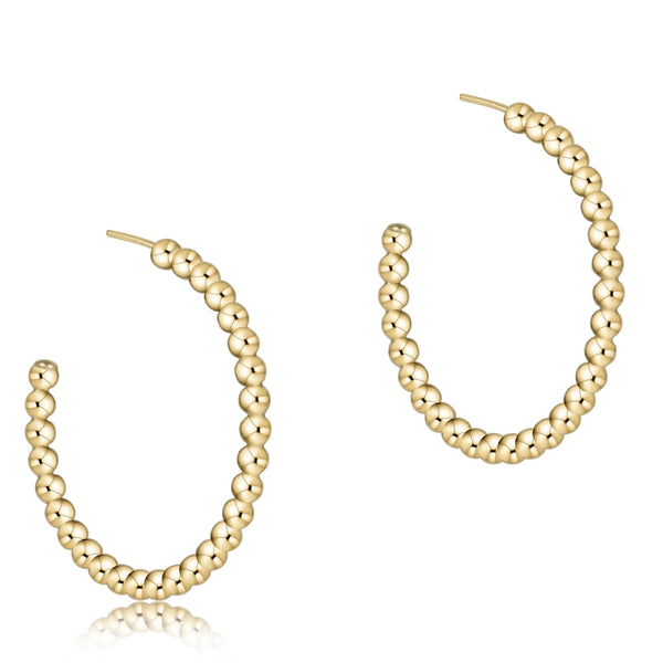 Beaded Classic 1.25" Post Hoop 2mm Gold - Bodega Nantucket