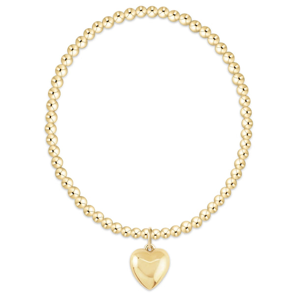 Classic Gold 3mm Bracelet Love Plush Gold Charm - Bodega Nantucket