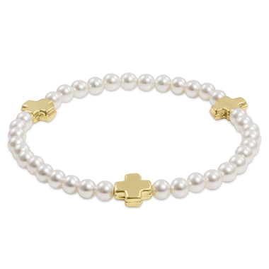 Signature Cross Pearl 4mm Gold Bracelet - Bodega Nantucket