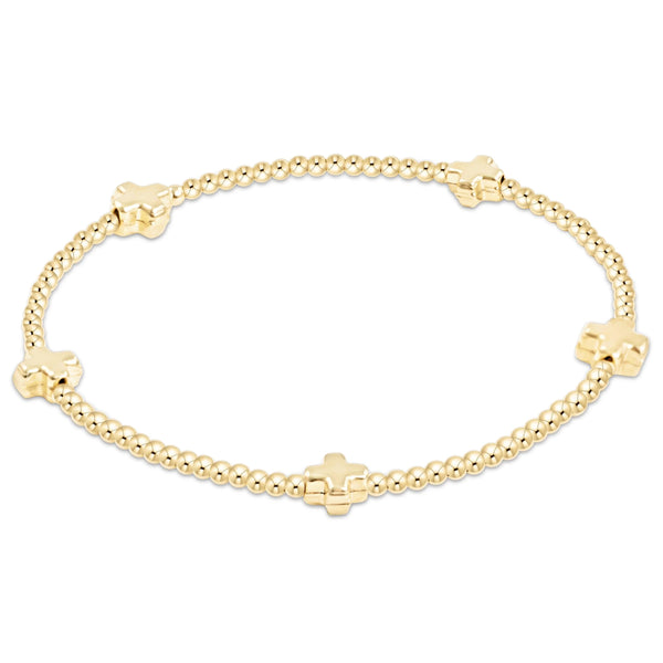 Signature Cross Small Gold 2mm Bead Bracelet Gold