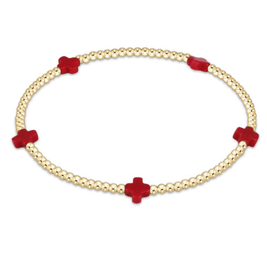 Small Signature Cross 2mm Red Bracelet - Bodega Nantucket