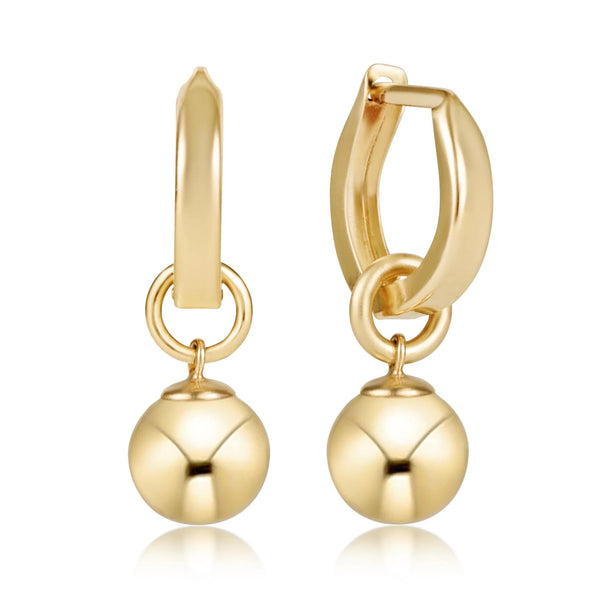 Huggie Gold .5" Hoop Classic Gold 8mm Charm - Bodega Nantucket