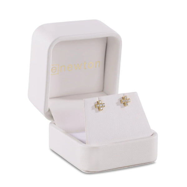 14kt Gold & Diamond Cross Studs - Bodega Nantucket