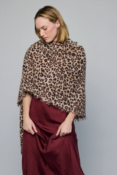 Cashmere Felted Stole in Leopard - Bodega Nantucket