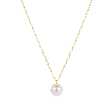16" Necklace Gold Classic Pearl 8mm Charm - Bodega Nantucket